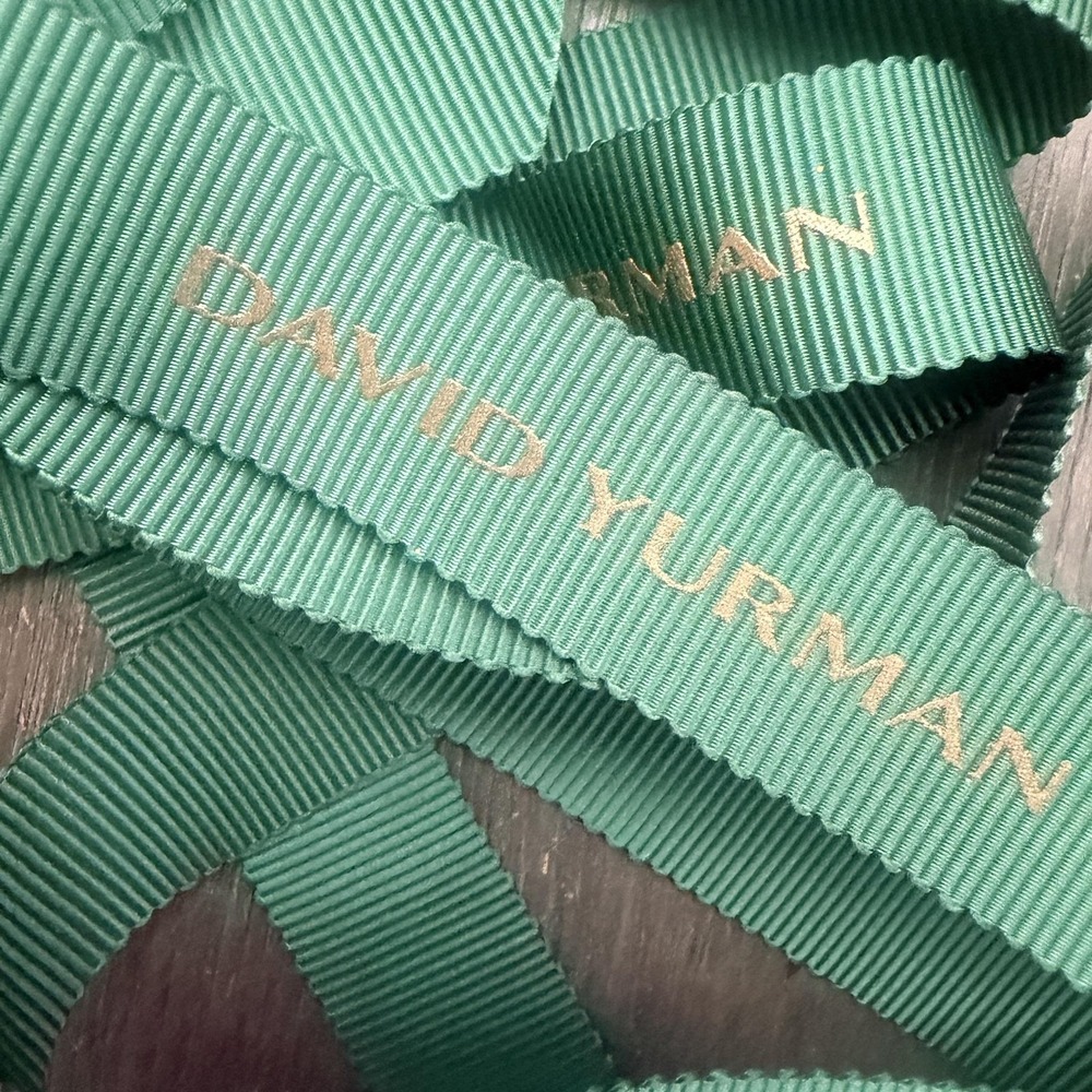 David Yurman Grosgrain Ribbon Green 3/4 In X 62 In Single Side Logo Gift Wrap